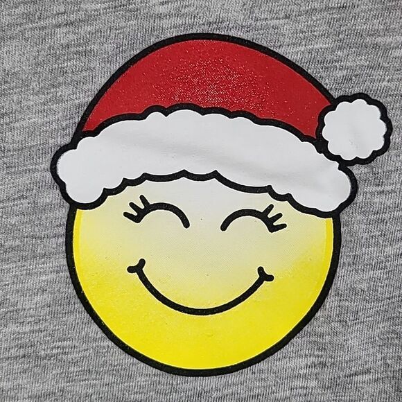 Justice Christmas Tree Girls 14 Emoji Text Bubble Holiday T-Shirt Gray Tee Shirt - Picture 8 of 10